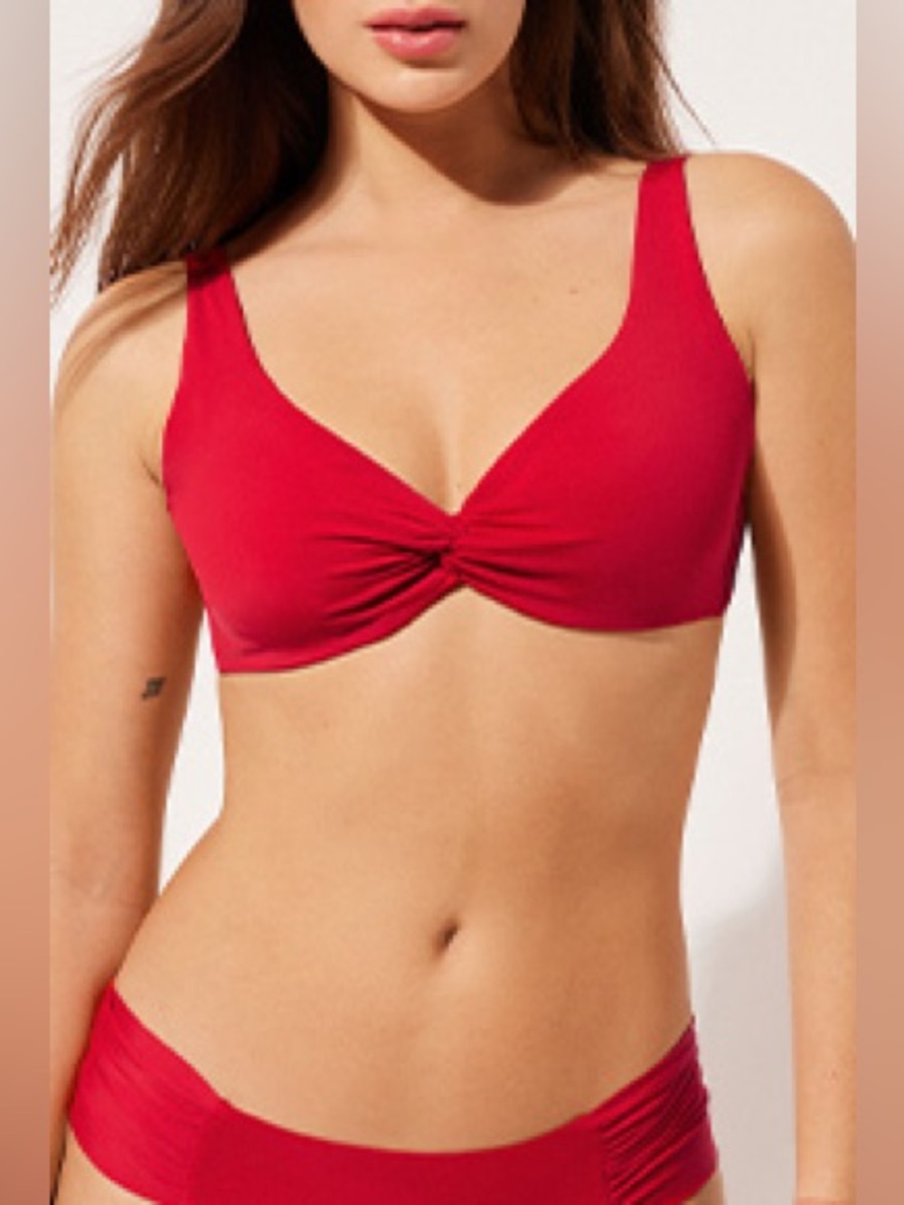 Calzedonia Red Reversible Bikini Set XL High Waisted Twist Front NWOT